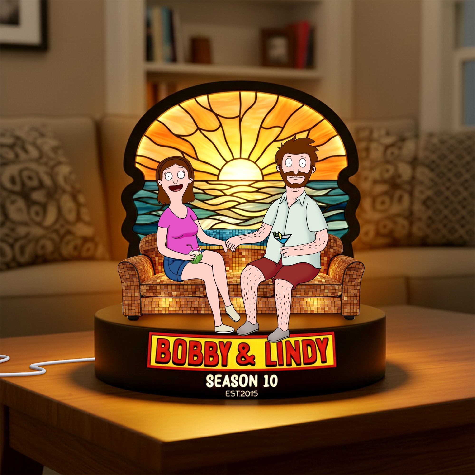 Love Illuminated: Beach Couple Light Box - Personalized Gift for Couples Light Box PopCulturePrints