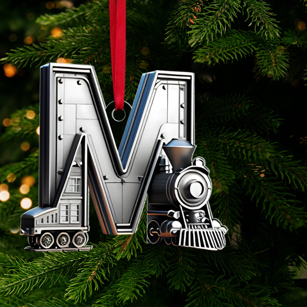 Personalized Train Lover Christmas Ornament - Custom Alphabet Letter