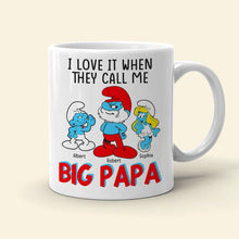 Load image into Gallery viewer, Personalized &#39;Big Papa&#39; Smurfs Coffee Mug Coffee Mug PopCulturePrints
