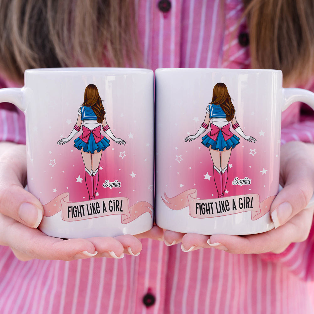 Personalized Feminist Empowerment Coffee Mug - Fight Like a Girl Coffee Mug PopCulturePrints