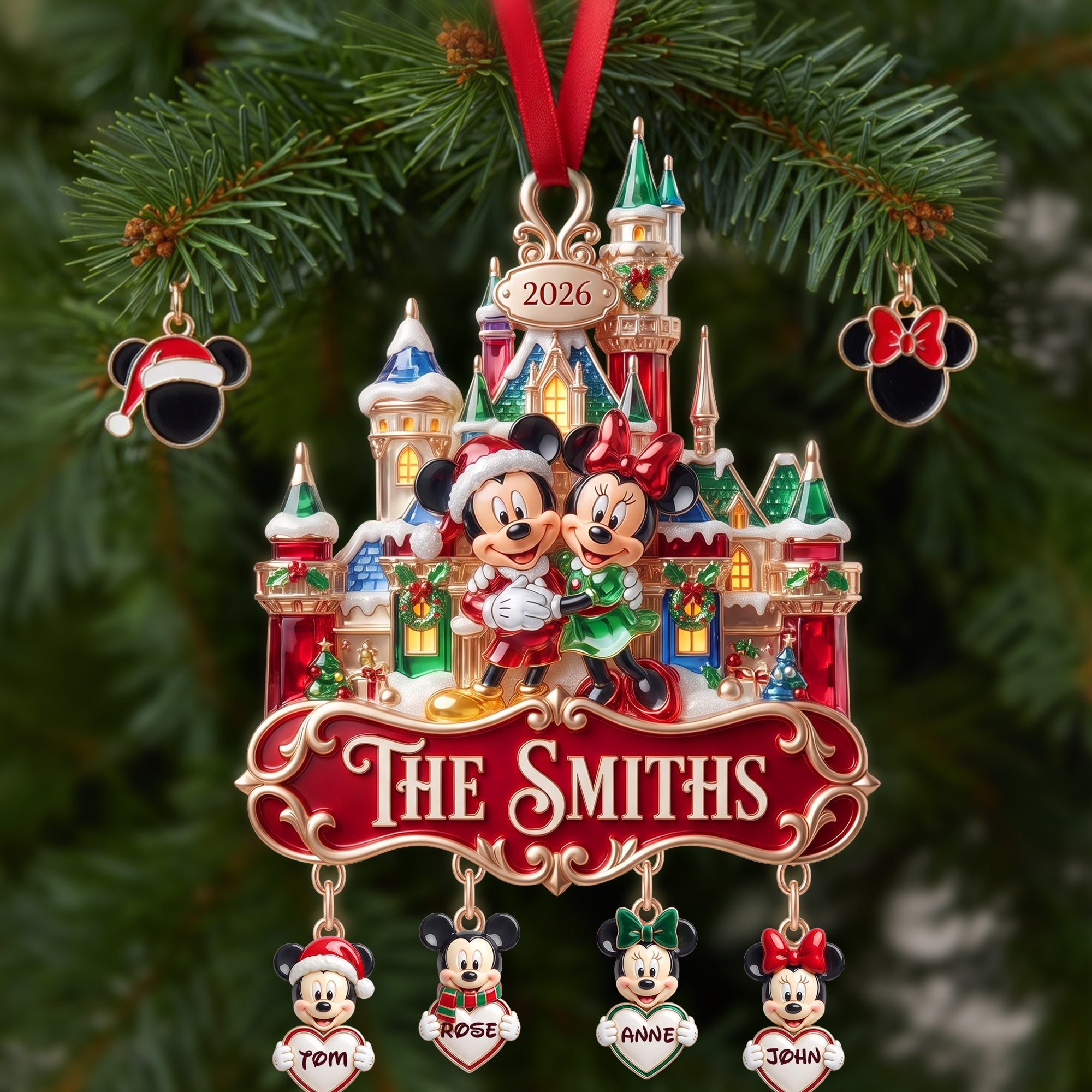 "Gather 'Round the Snow Castle - A Family Keepsake for Christmas" - Personalized Family Ornament - Gift for Parents, Grandparents, and Loved Ones