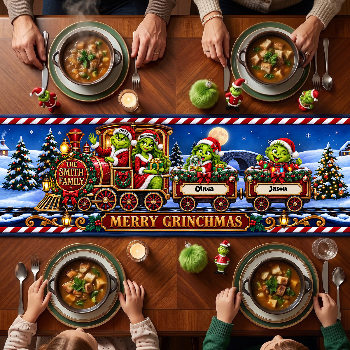 Family Christmas Train Table Runner - Personalized Gifts For Family Quilted Table Runner 04TYTA240926 Quilted Table Runner PopCulturePrints