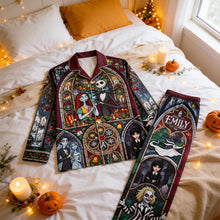 Load image into Gallery viewer, "Embrace the Spookiness!" - Personalized Spooky Pajama Set for Halloween - A Unique Gift for Friends and Family
