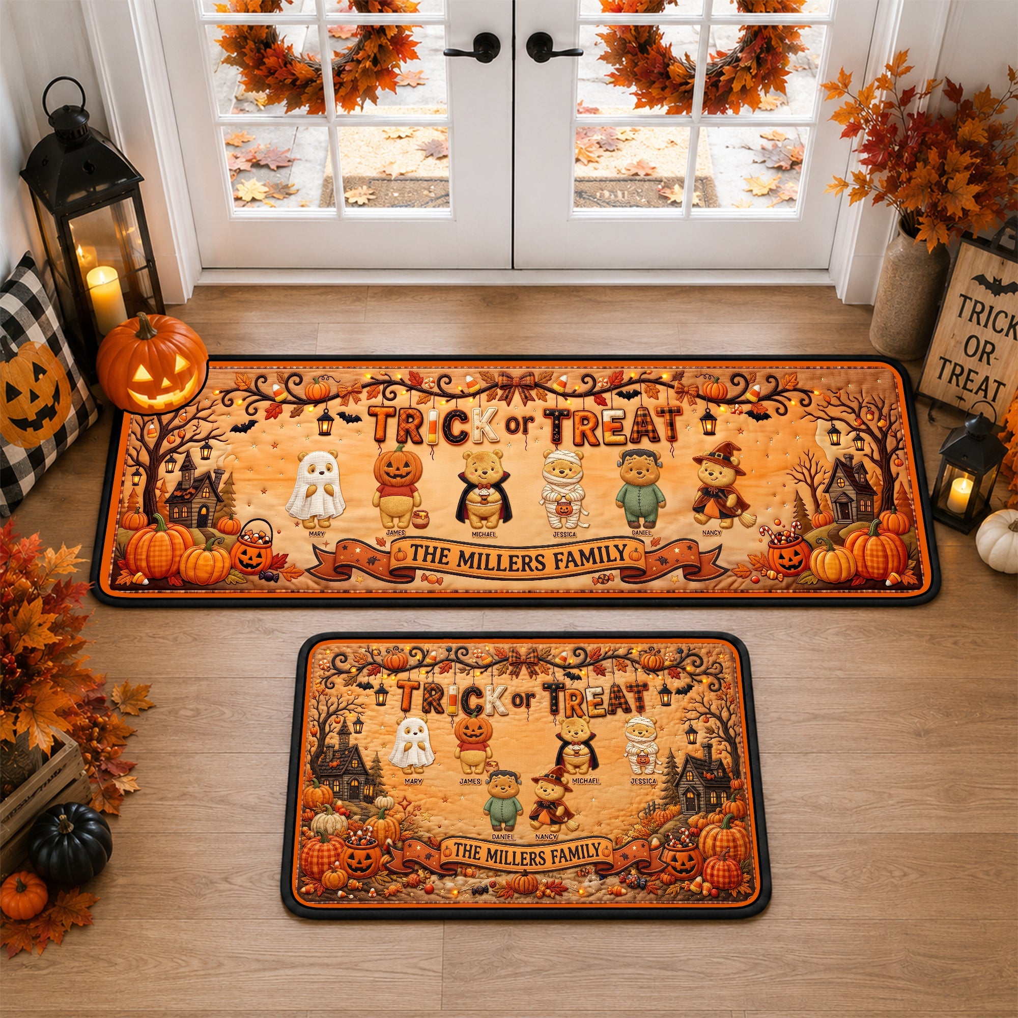 “Trick or Treat Together” - Personalized Halloween Family Runner Rug