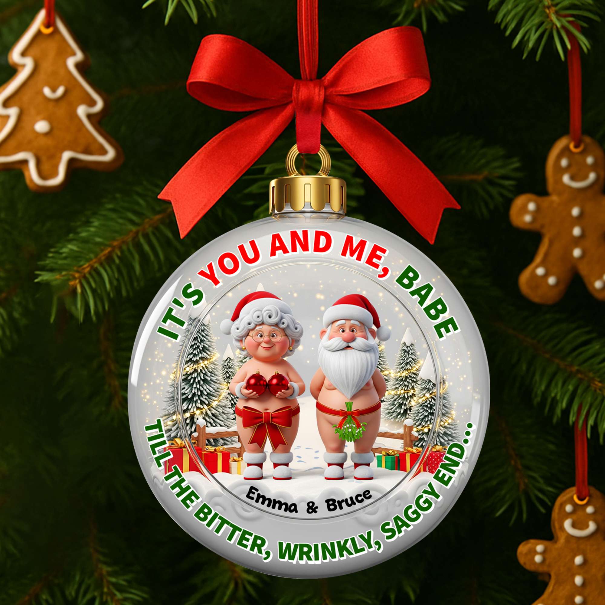 It's You and Me, Babe - Grumpy Couple Christmas Ornament - Personalized Gift for Couples Ornament PopCulturePrints