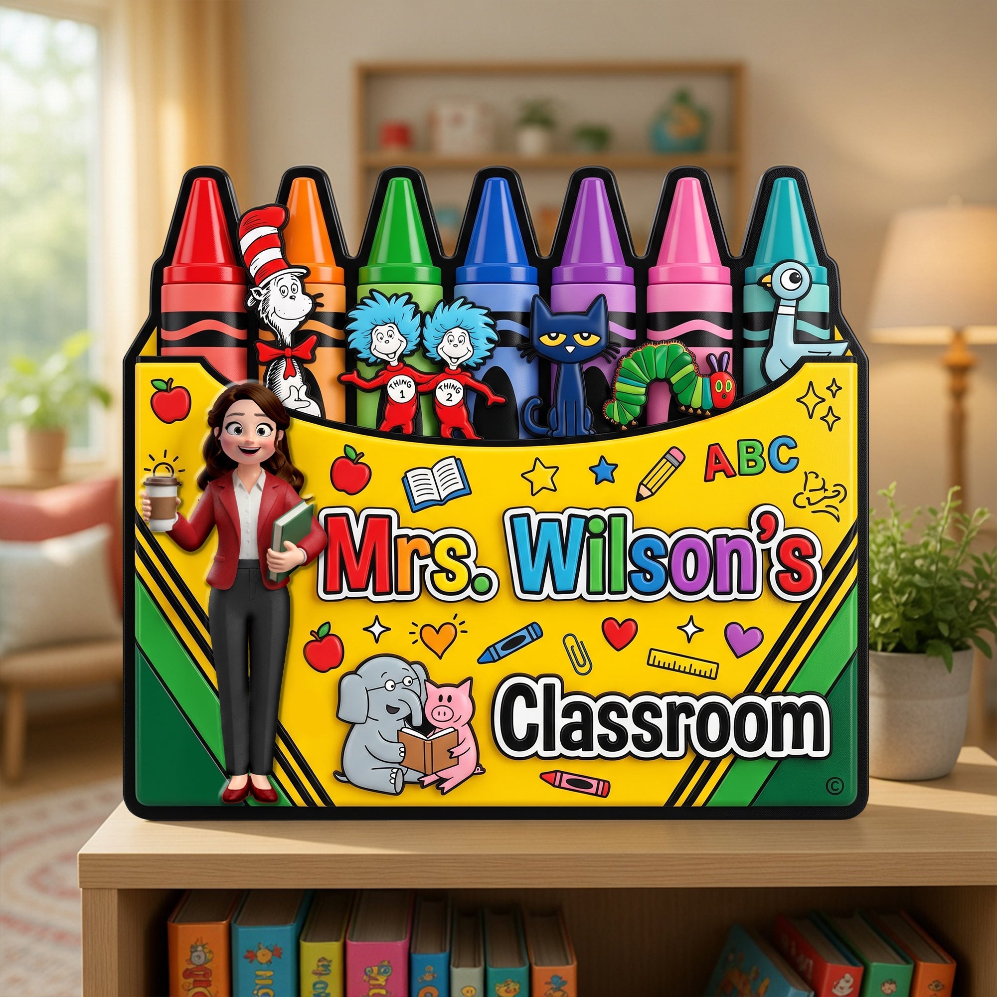 "Inspire Creativity & Learning" - Teacher's Crayon Classroom Acrylic Plaque - Personalized Gift for Teachers, Educators, and Mentors Shaped Plaques PopCulturePrints