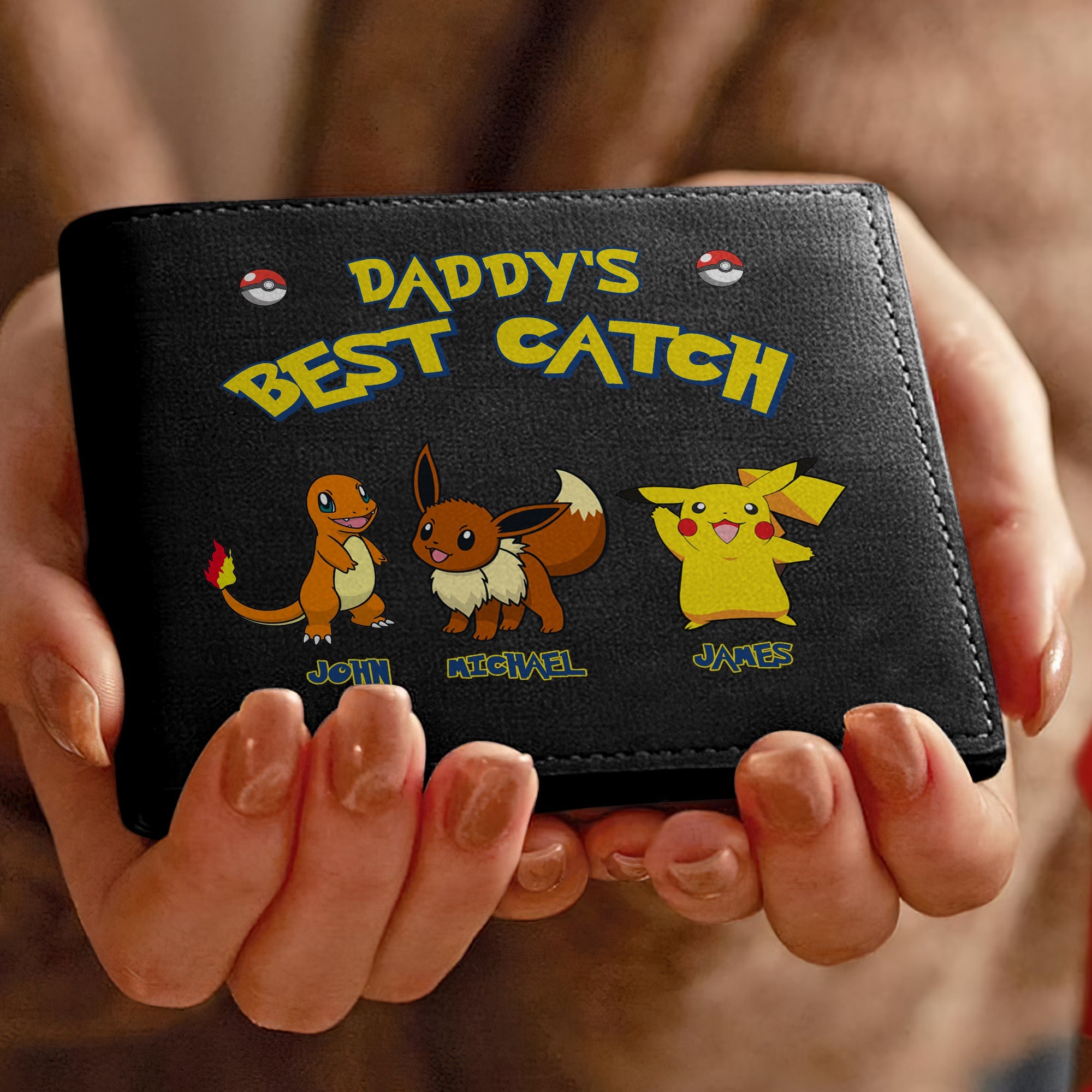 Custom PU Leather Wallet for Dad - Daddy's Best Catch Design Leather Wallet PopCulturePrints