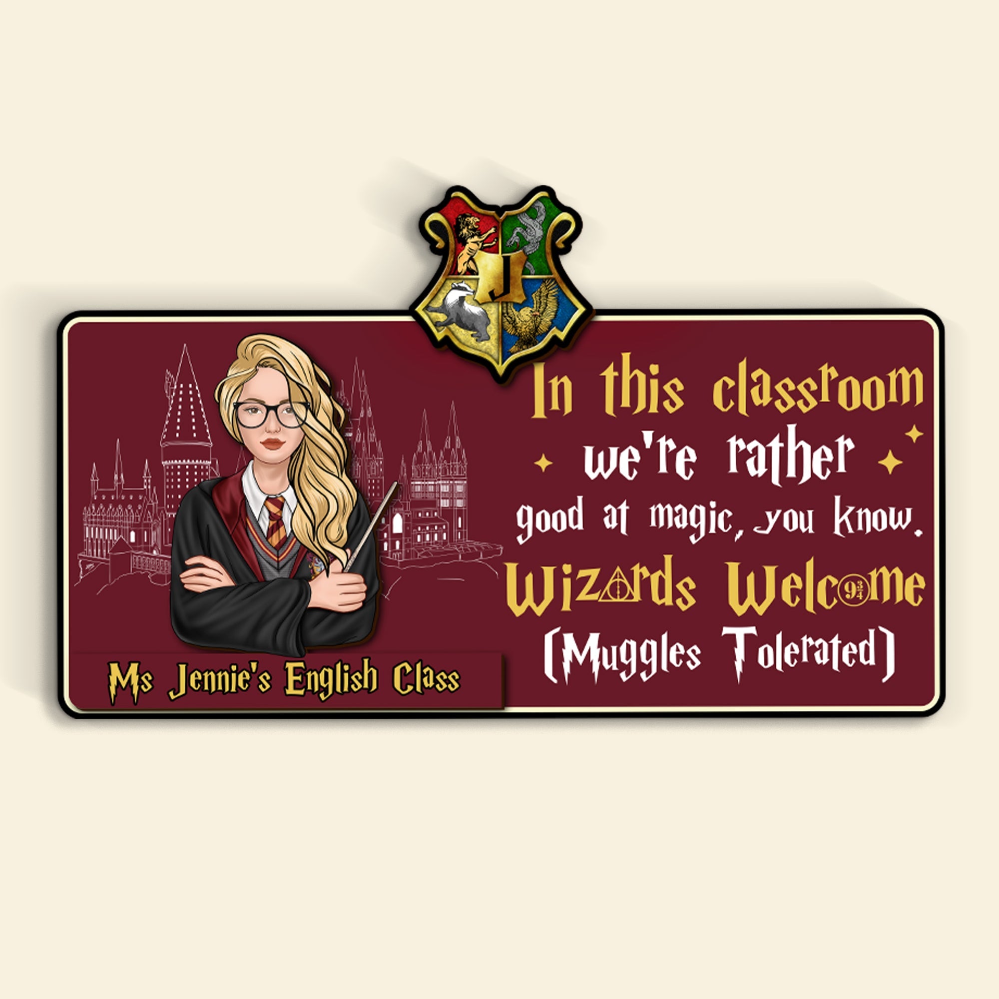 Personalized Wizard Classroom Sign - Magical Welcome for Muggles and Wizards