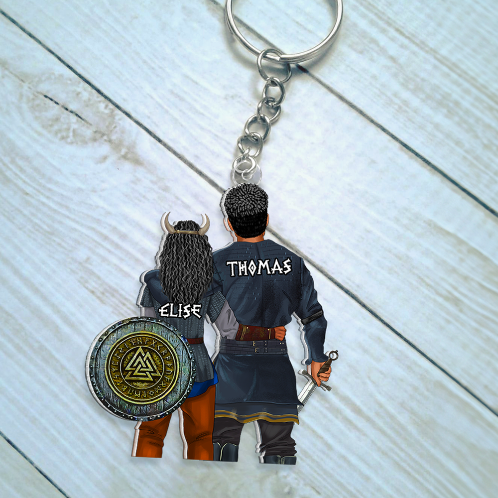 Personalized Viking Couple Keychain - Unique Gift for Him and Her Keychains PopCulturePrints