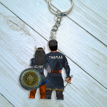 Load image into Gallery viewer, Personalized Viking Couple Keychain - Unique Gift for Him and Her Keychains PopCulturePrints

