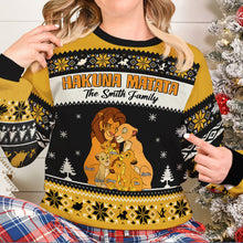Load image into Gallery viewer, Custom Family Lion-Themed Ugly Christmas Sweater Ugly Christmas Sweater PopCulturePrints
