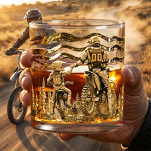 Load image into Gallery viewer, "Adventure Awaits" - Personalized Dad Dirt Bike Round Glass - Perfect Gift for Dads and Grandpas Glass PopCulturePrints
