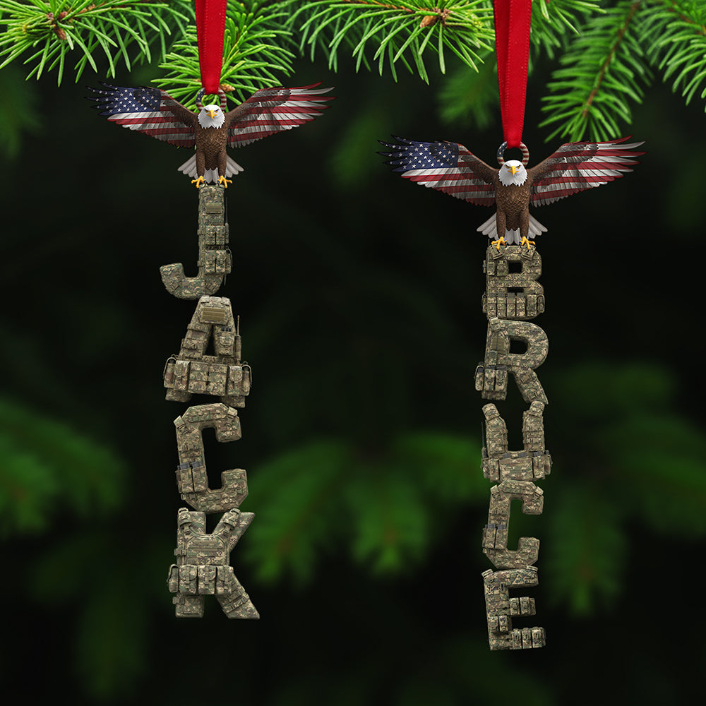 "Honor Your Loved Ones with Our Veteran Alphabet Acrylic Ornament - Personalized Gifts for Christmas for All Veterans and Their Families" Ornament PopCulturePrints