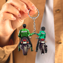 Load image into Gallery viewer, Personalized Biker Couple Keychain - Unique Gift for Couples Keychains PopCulturePrints
