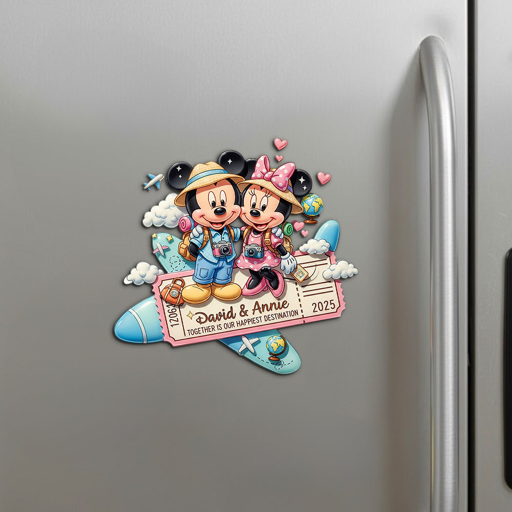 Together Is Our Happiest Destination - Personalized Travel Couple Acrylic Fridge Magnet Fridge Magnet PopCulturePrints
