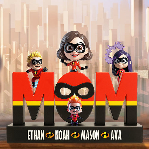 “A Mother’s Love is Super!” - Personalized Super Mom Acrylic Plaque - Unique Gift for Moms, Grandmas, and More Shaped Plaques PopCulturePrints