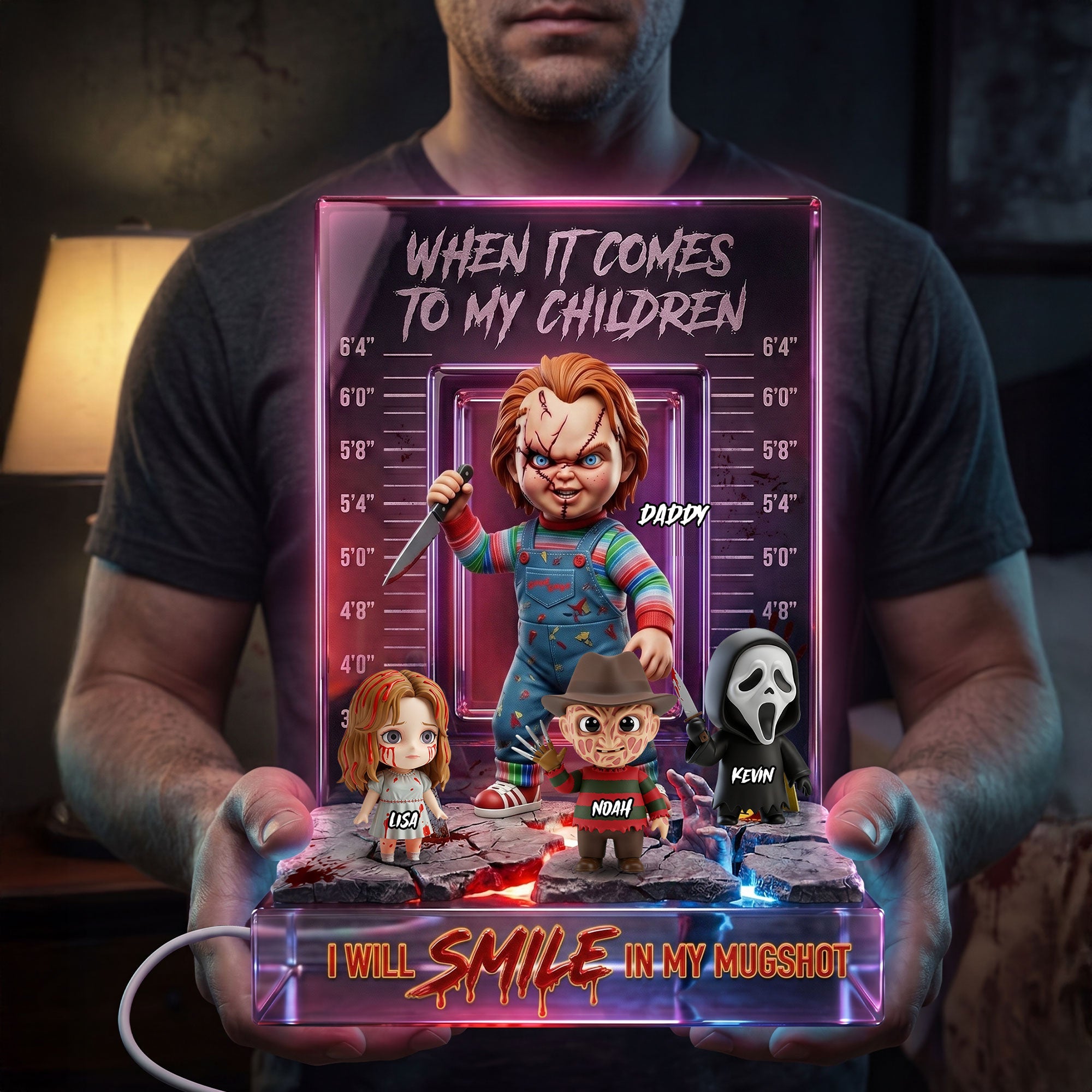 “Daddy Thanks for Always Leveling Us Up” - Top Level Dad Acrylic Plaque, Personalized Gifts for Dads Light Box PopCulturePrints