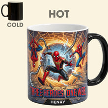 Load image into Gallery viewer, Three Heroes, One Web - Personalized Color Changing Coffee Mug
