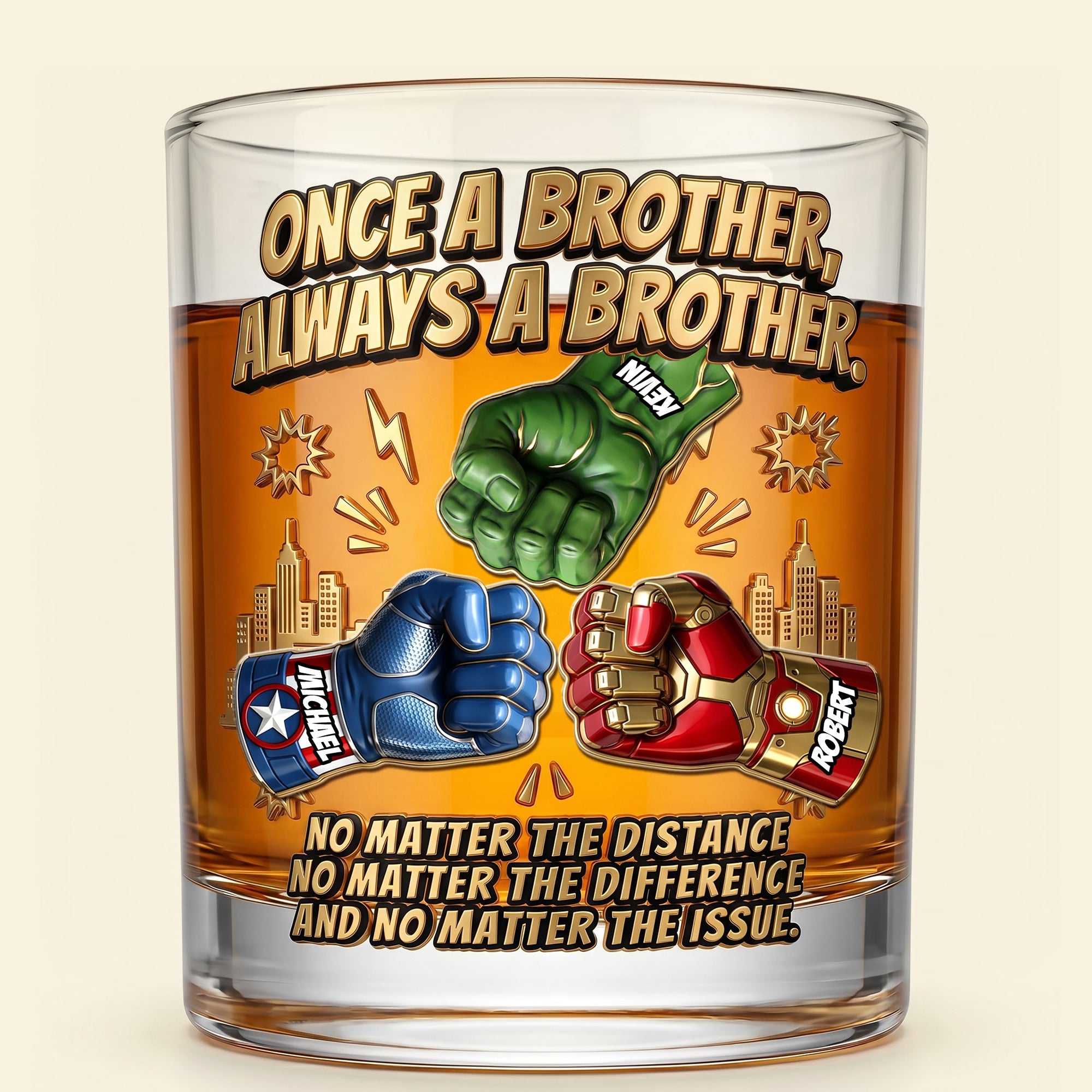 Once a Brother, Always a Brother - Personalized Round Glass Gift for Brothers Glass PopCulturePrints