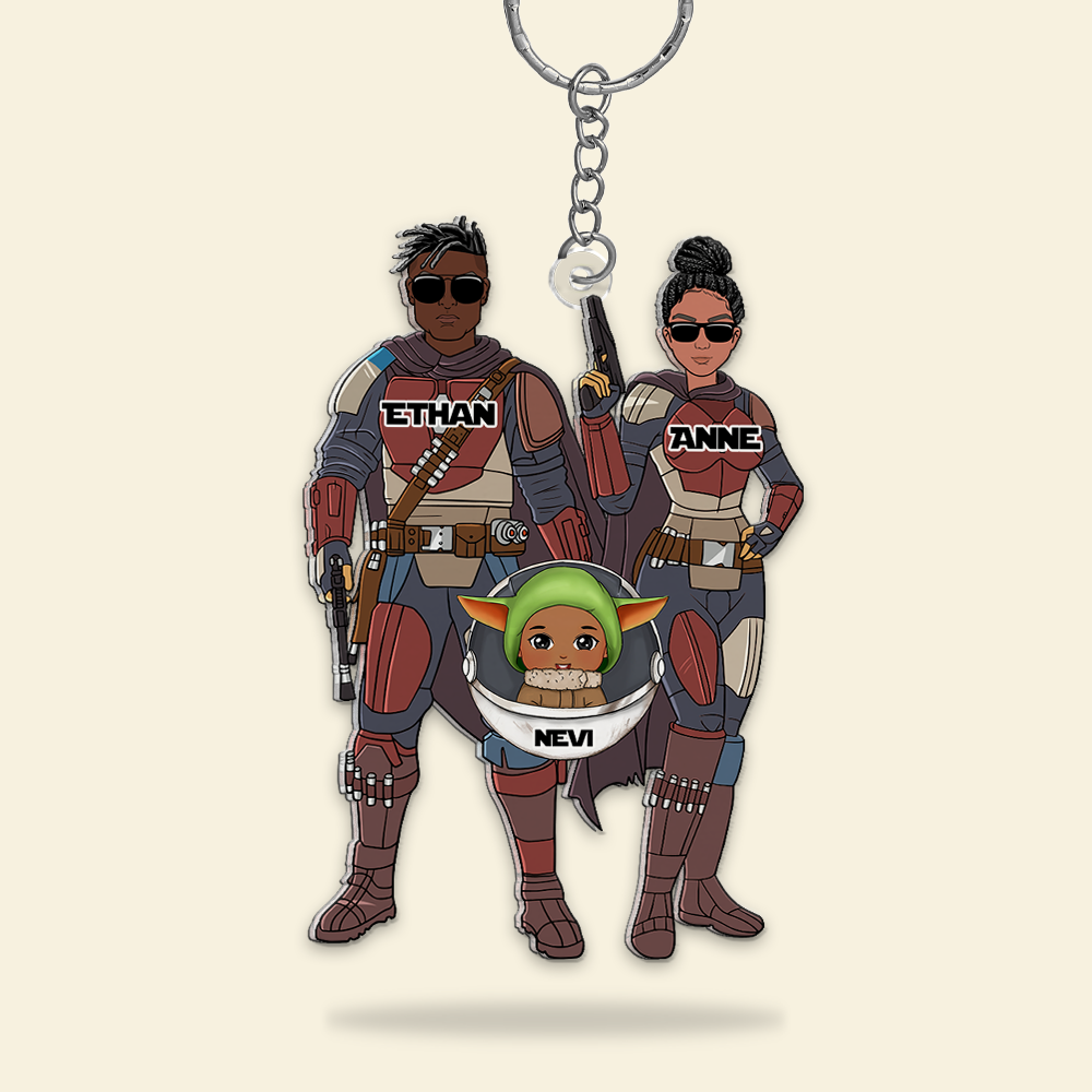 Galactic Family Personalized Keychain - Custom Space Adventure Gift Keychains PopCulturePrints