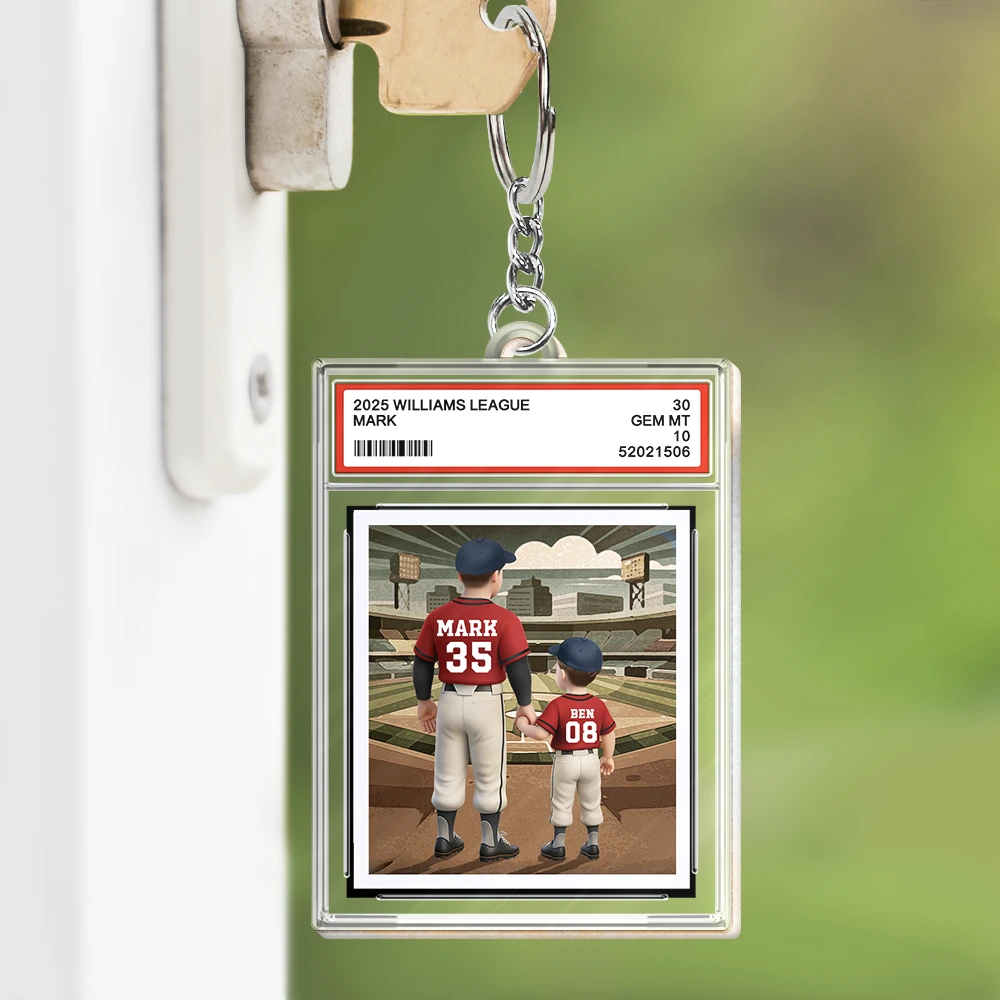 "Hit a Homerun with Personalized Touch!" - Baseball Sport Card Slab Keychain - Gift for Dad, Grandpa & Sports Lovers Acrylic Keychain PopCulturePrints