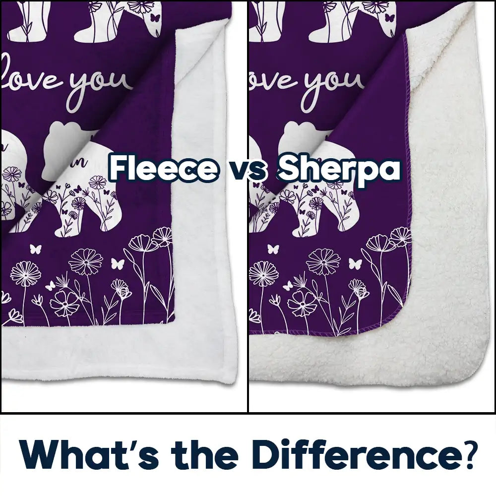Mama Bear We Love You - Personalized Sherpa Blanket | Custom Gift for Mom, Grandma & Loved Ones Fleece Blanket PopCulturePrints