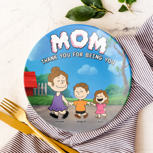 Load image into Gallery viewer, &quot;Thank You For Being You&quot; - Personalized Ceramic Round Plate - Gift for Mom, Grandma &amp; More Ceramic Round Plate PopCulturePrints
