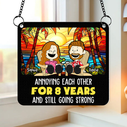 Custom Couple Suncatcher - Meaningful Beach Gift for 8 Year Anniversary | Valentine's Day Gifts Ornament PopCulturePrints