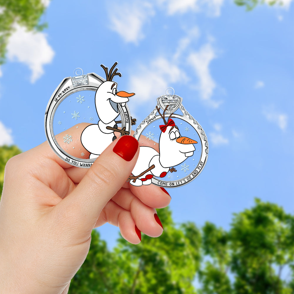 Customizable Couple's Christmas Ornament - Playful Snowman | Valentine's Day Gifts Ornament PopCulturePrints