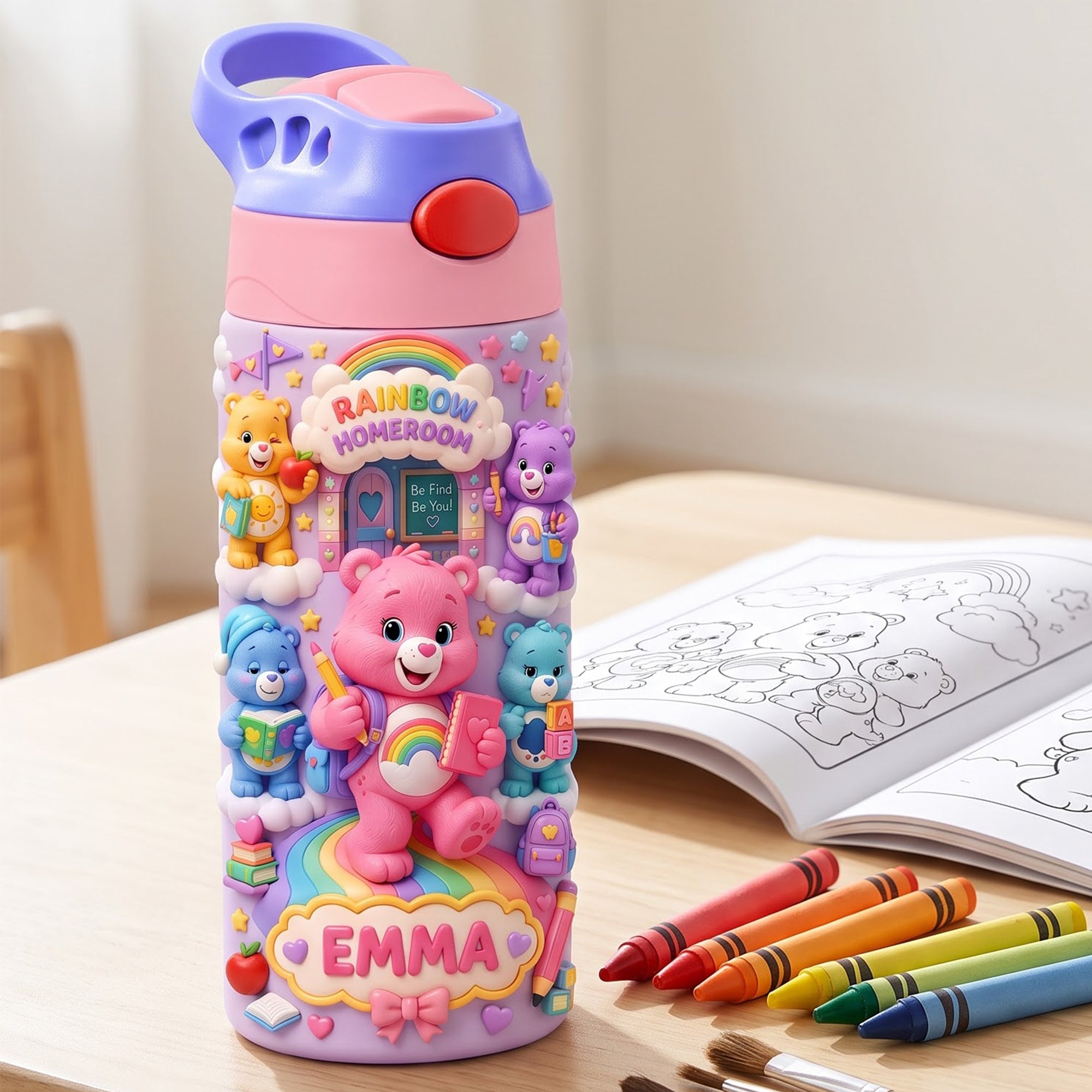 "Be Yourself in a Colorful World" - Rainbow Homeroom 12oz Colorful Kid Tumbler - Personalized Gift for Kids Tumbler Cup PopCulturePrints