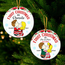 Load image into Gallery viewer, Personalized First Christmas Ornament 2024 | Cartoon Couple | Valentine&#39;s Day Gifts Ornament PopCulturePrints
