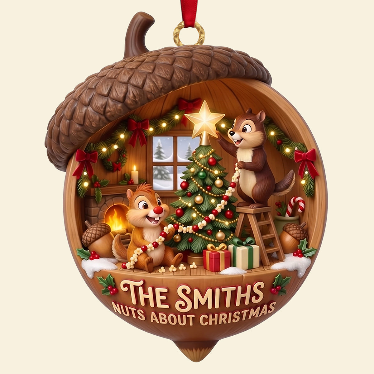 Nuts About Christmas - Personalized Chipmunks Couple Ornament