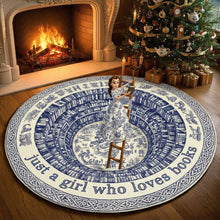 Load image into Gallery viewer, Just a Girl Who Loves Books - Personalized Christmas Gift for Book Lovers - Quilted Round Mat Doormat PopCulturePrints
