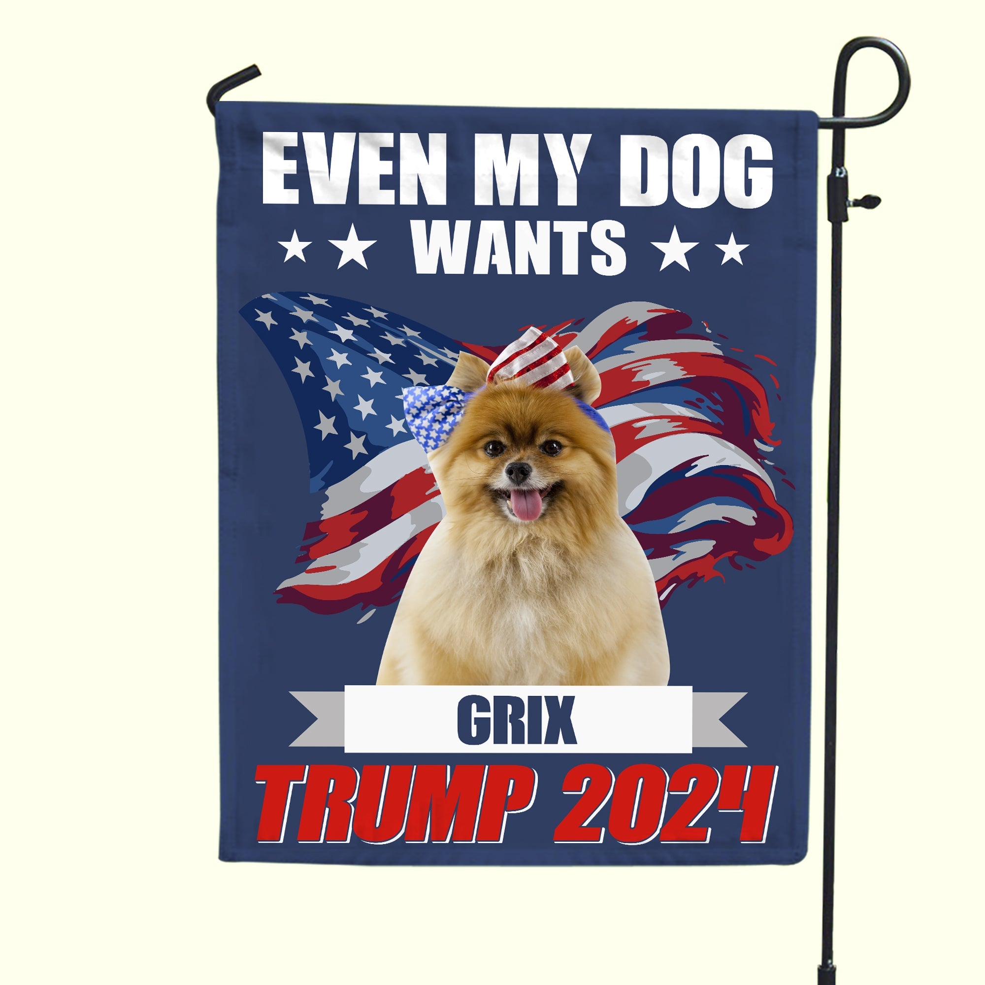 Personalized Dog Lovers Garden Flag - Patriotic Trump 2024 Design