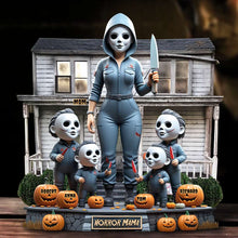 Load image into Gallery viewer, &quot;Slay Every Day, Horror Mom Style&quot; - Personalized Horror Mom Acrylic Plaque - Gift for Mom, Grandma, Best Friends Shaped Plaques PopCulturePrints
