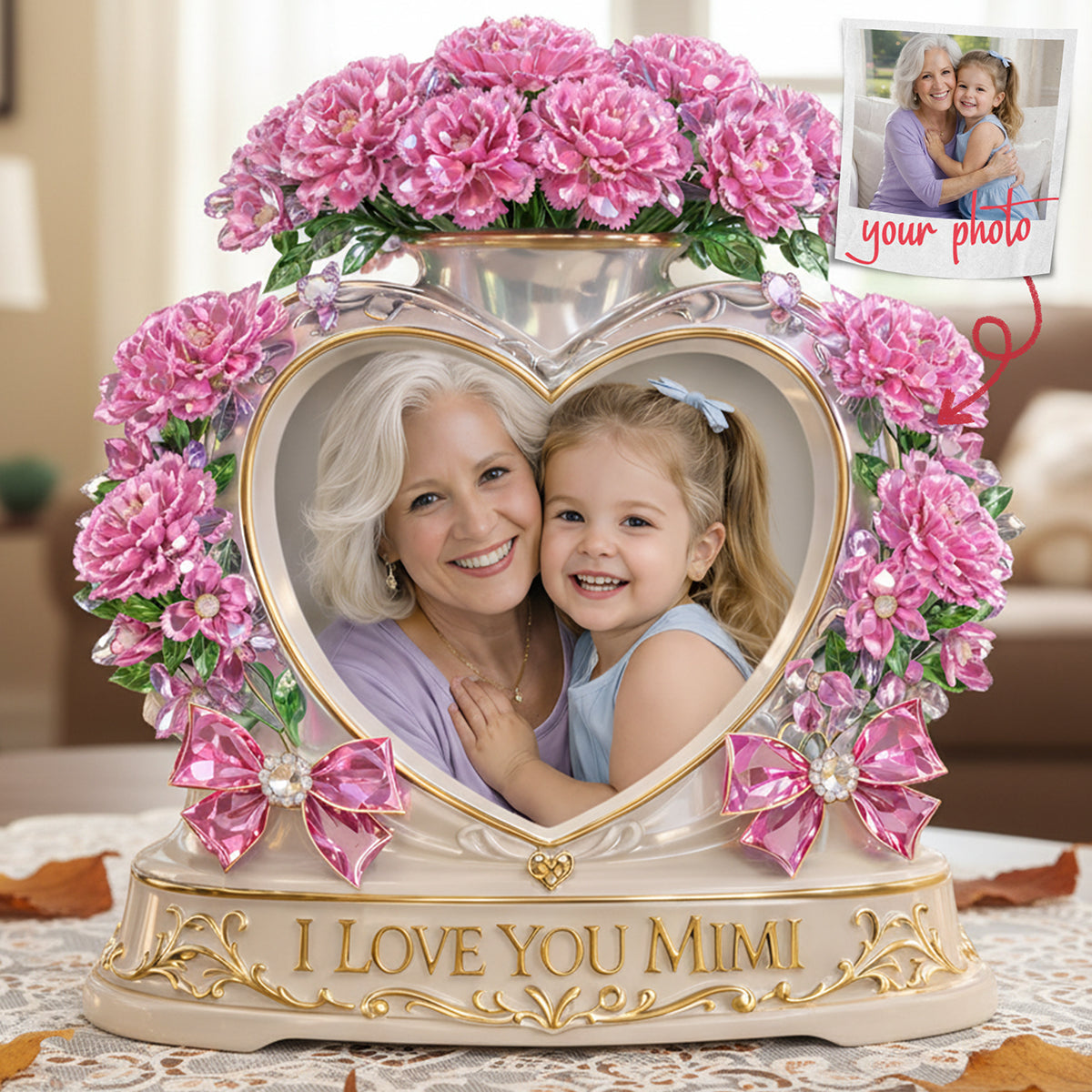 “Bloom With Love” - Personalized Acrylic Plaque - Custom Photo Gift for Mom, Grandma & More Shaped Plaques PopCulturePrints