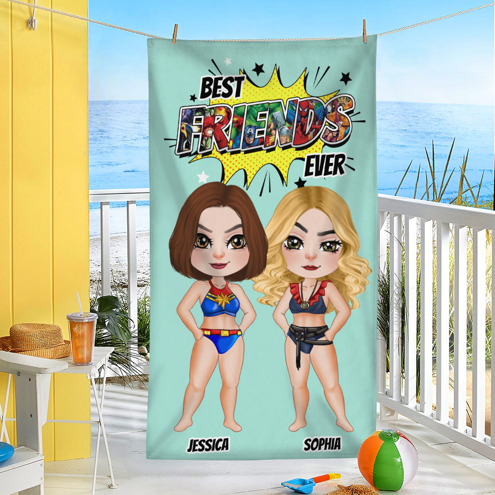 Custom Best Friends Beach Towel - Personalized Gift for BFFs Beach Towel PopCulturePrints