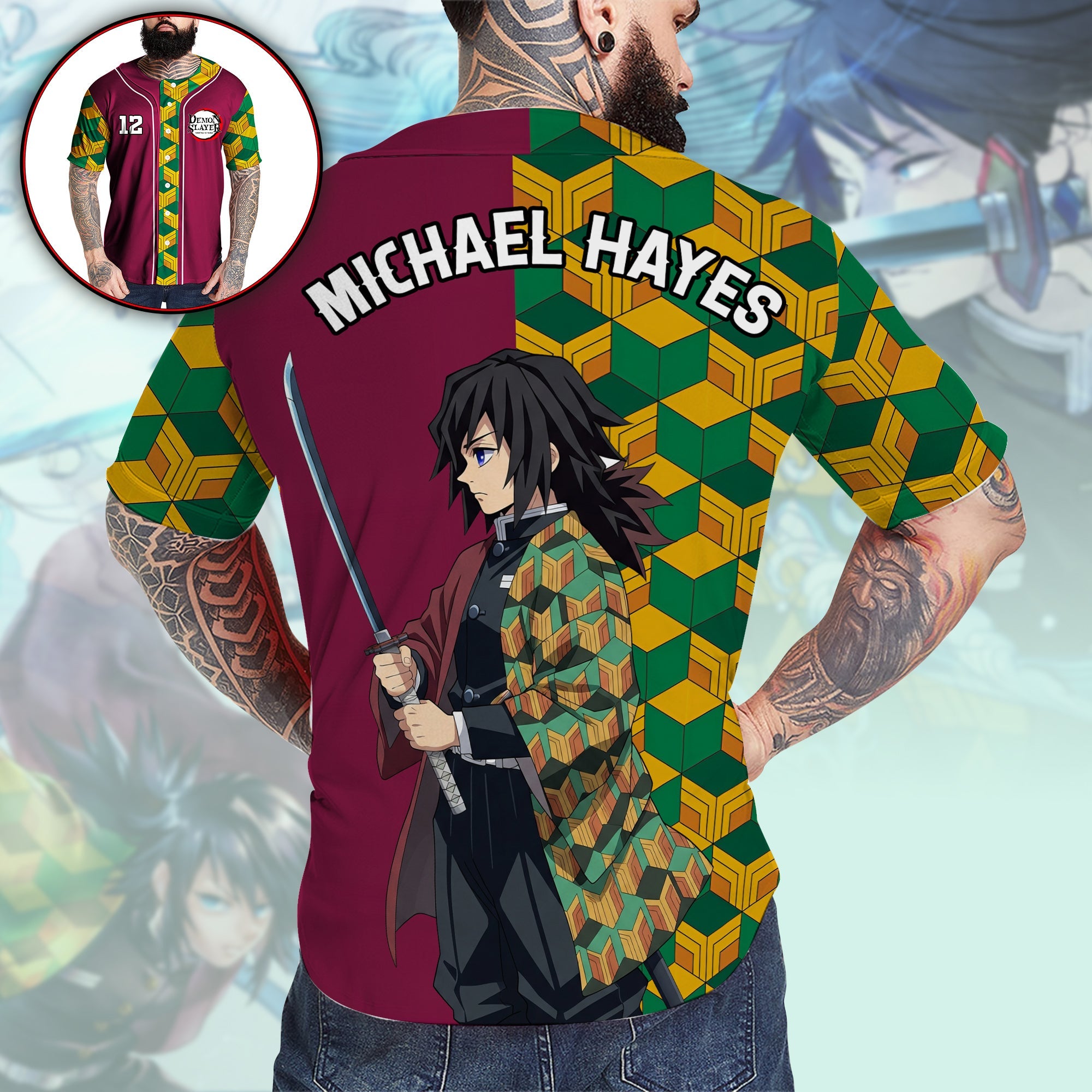 “Unleash the Warrior Within” - Mystic Sword Warrior Baseball Jersey Shirt - Personalized Gift for Anime Lovers, Friends, Family AOP Products PopCulturePrints