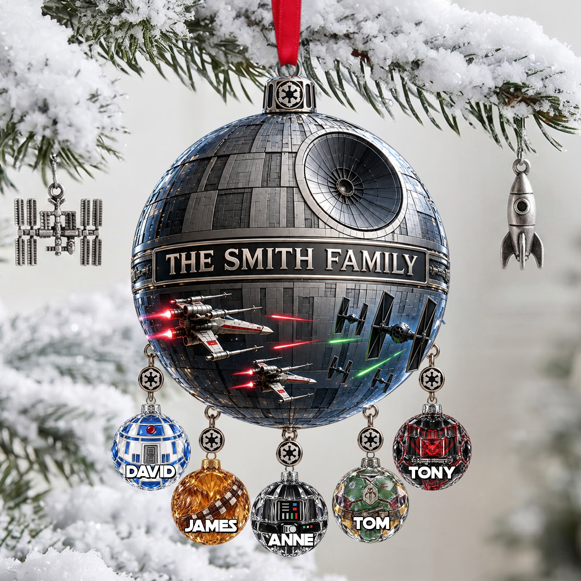 “Celebrate the Galaxy This Christmas!” - Personalized Sci-Fi Space Christmas Ornament - Custom Gift for Family and Friends Ornament PopCulturePrints
