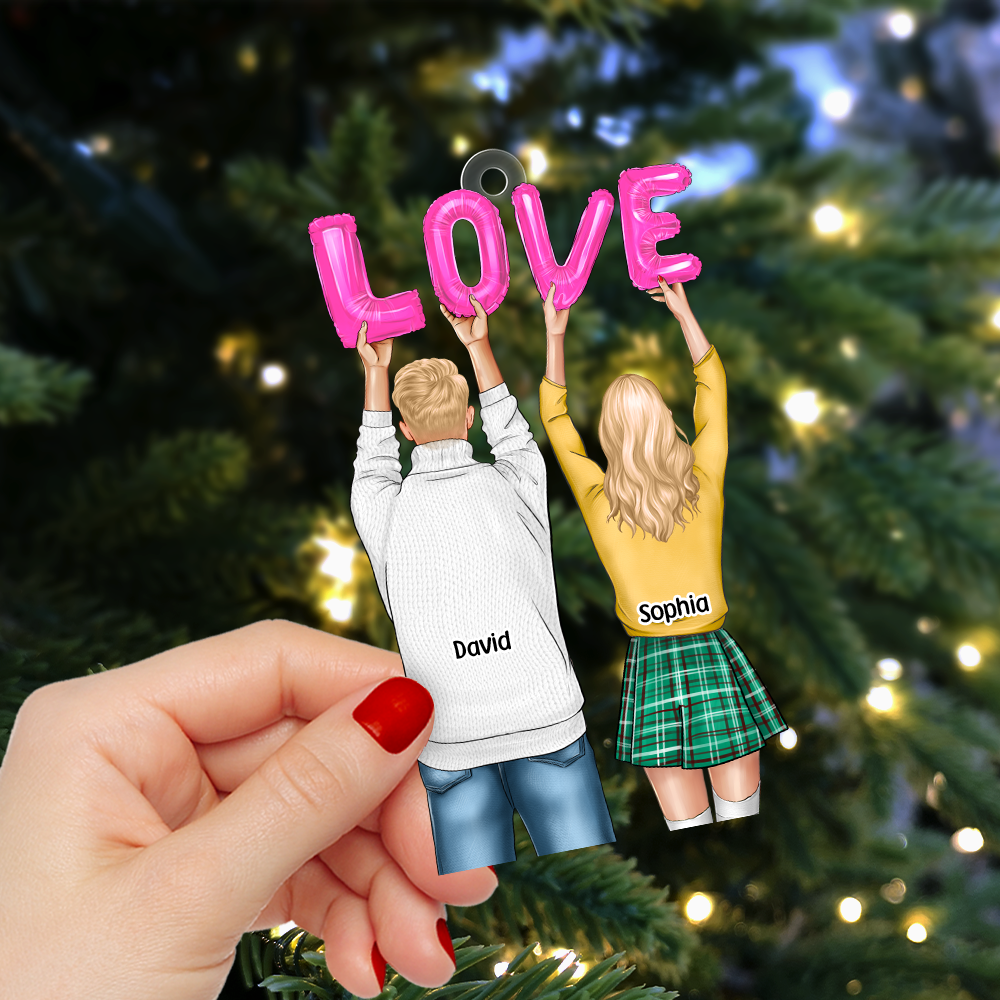 Custom Couple Christmas Ornament - Personalized Love Balloons & Valentine's Day Gifts Ornament PopCulturePrints