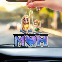 Load image into Gallery viewer, We Love You, Mom - Personalized 3D Cartoon Acrylic Car Hanger Acrylic Car Hanger PopCulturePrints
