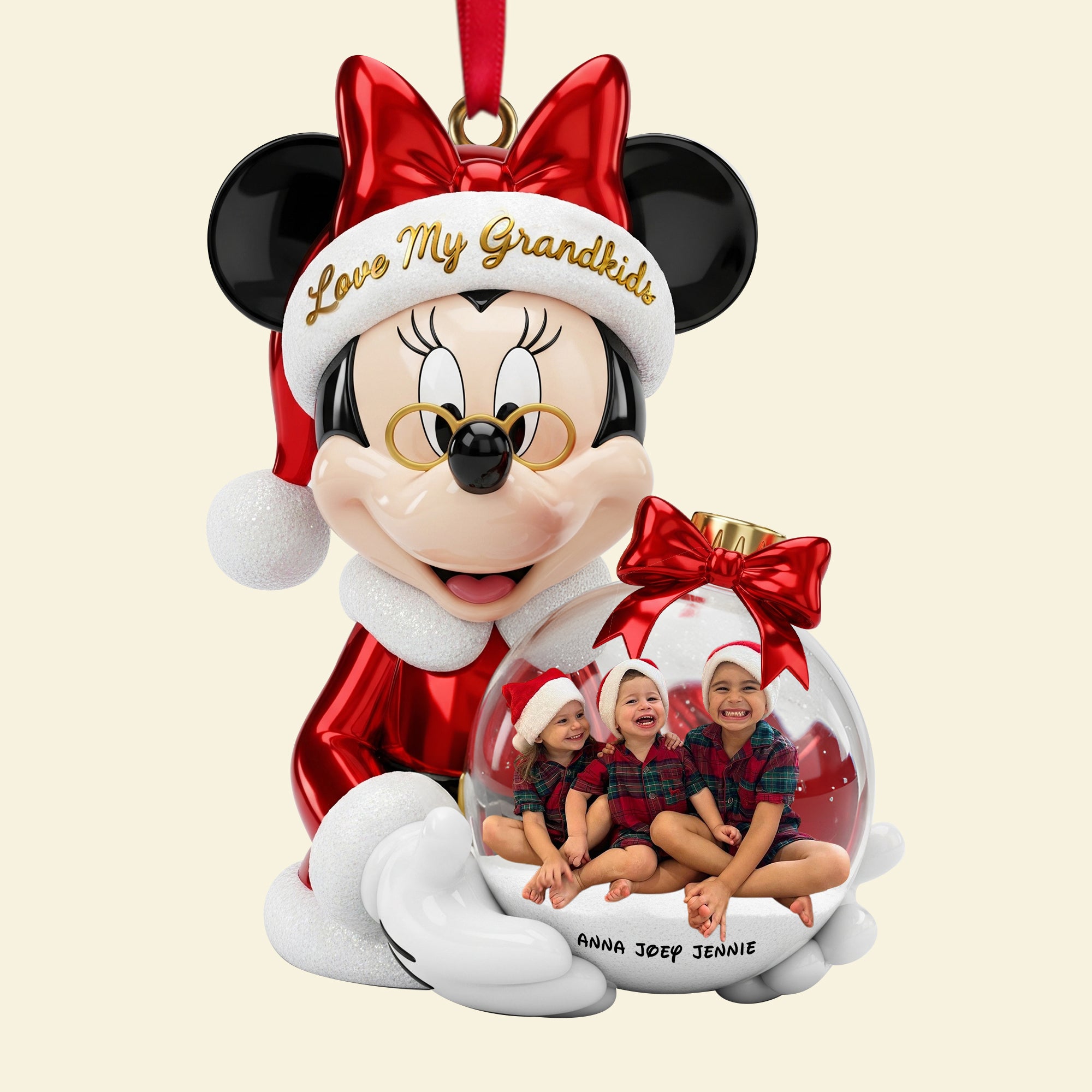 "Treasure Every Moment with Grandkids" - Personalized Custom Photo Ornament - Perfect Gift for Grandparents, Kids, and Families Ornament PopCulturePrints
