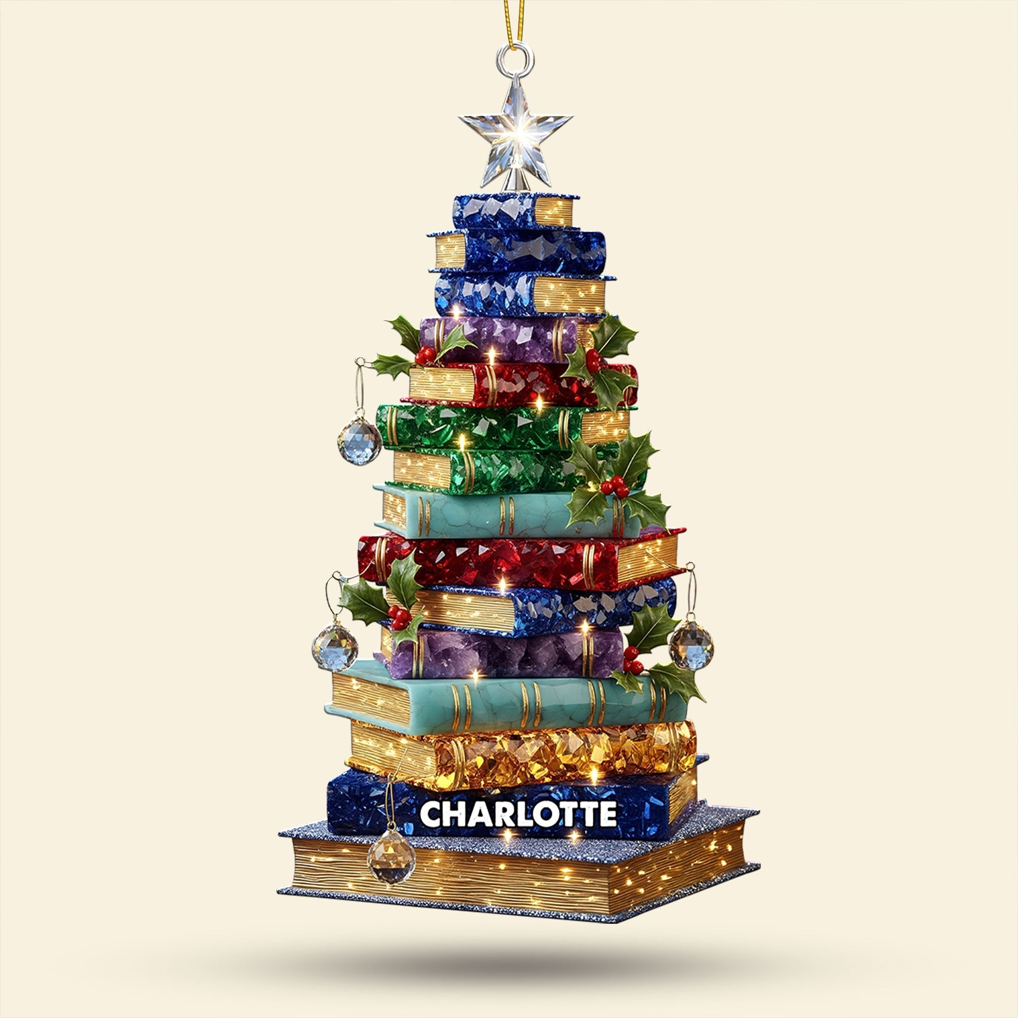 “A Gift for Every Book Lover” - Personalized Christmas Book Tree Ornament - Custom Gift for Readers and Literature Enthusiasts Ornament PopCulturePrints
