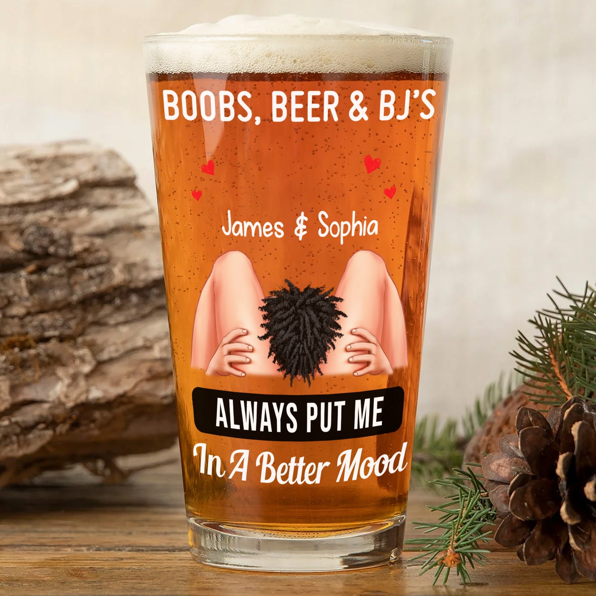 Personalized Boobs, Beer & BJ's Pint Glass