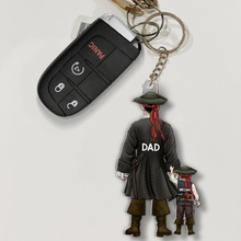 Load image into Gallery viewer, “Adventure Awaits with Dad!” - Adventure Pirates Dad Acrylic Keychain - Personalized Gift for Dad Keychains PopCulturePrints
