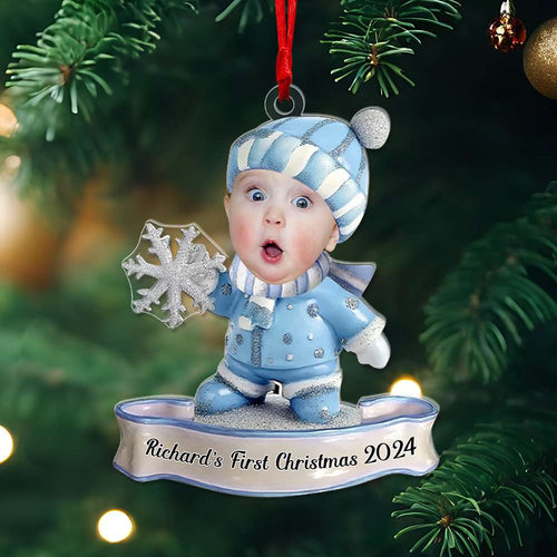 Personalized Baby's First Christmas Ornament - Custom Photo Keepsake Ornament PopCulturePrints