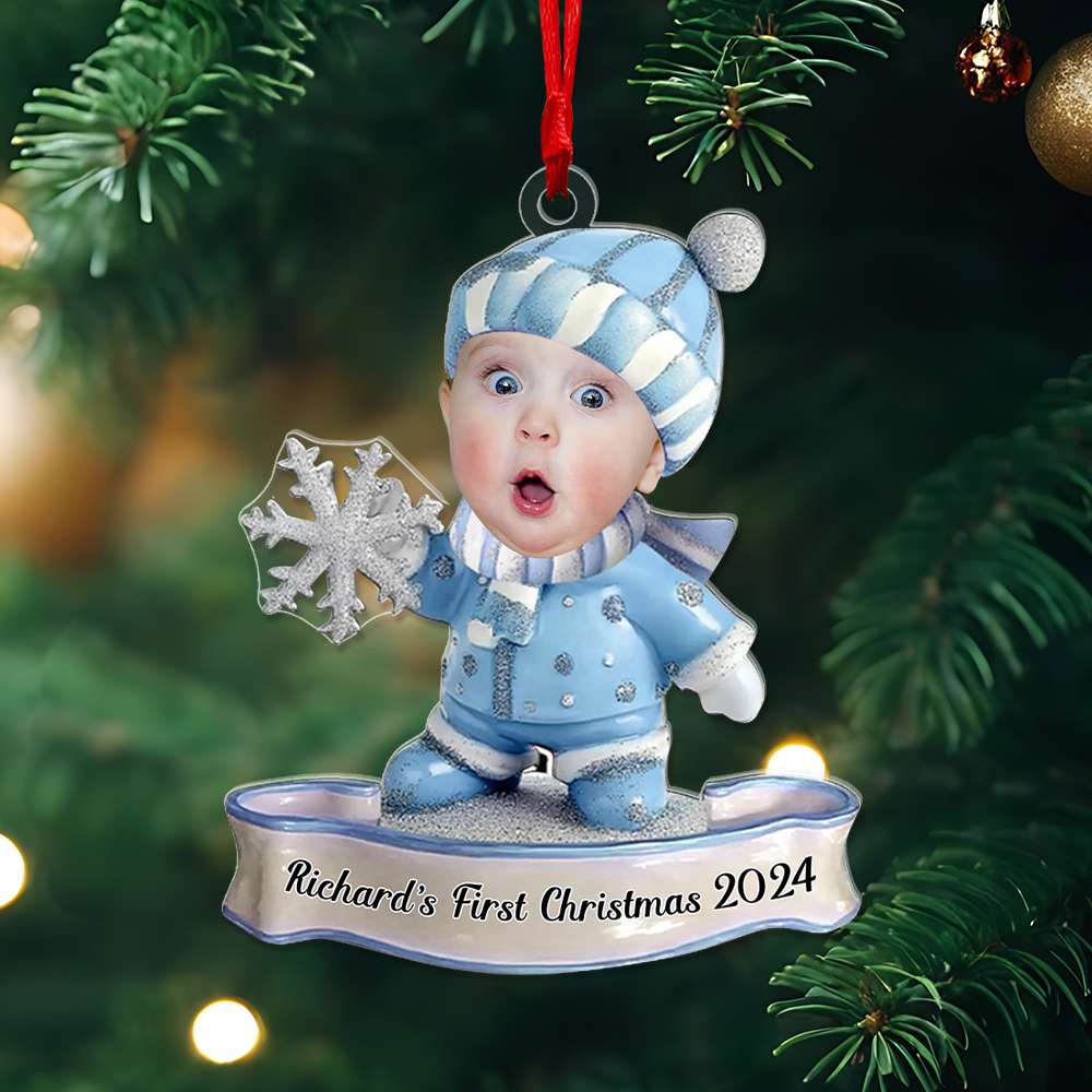 Personalized Baby's First Christmas Ornament - Custom Photo Keepsake Ornament PopCulturePrints