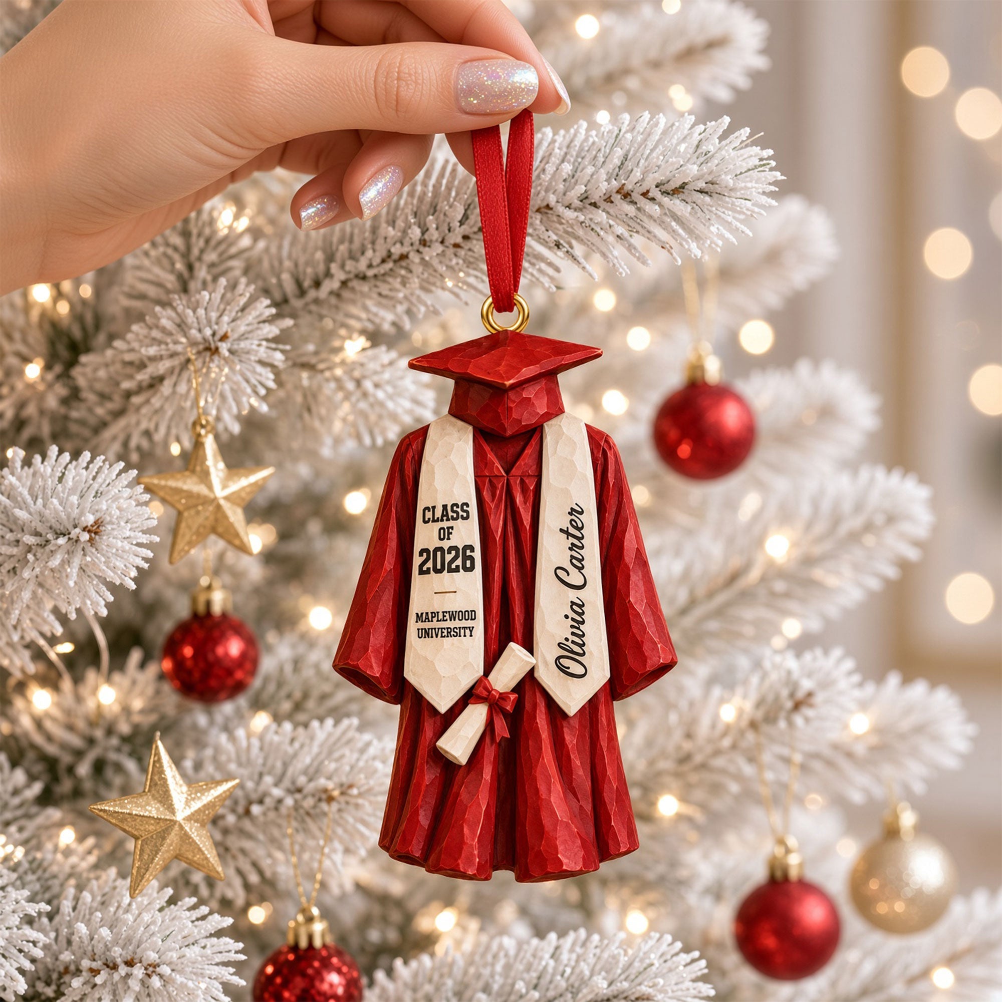 "Celebrate Achievement with Style!" - Graduation Gown Ornament, Personalized Gift for Graduates Ornament PopCulturePrints