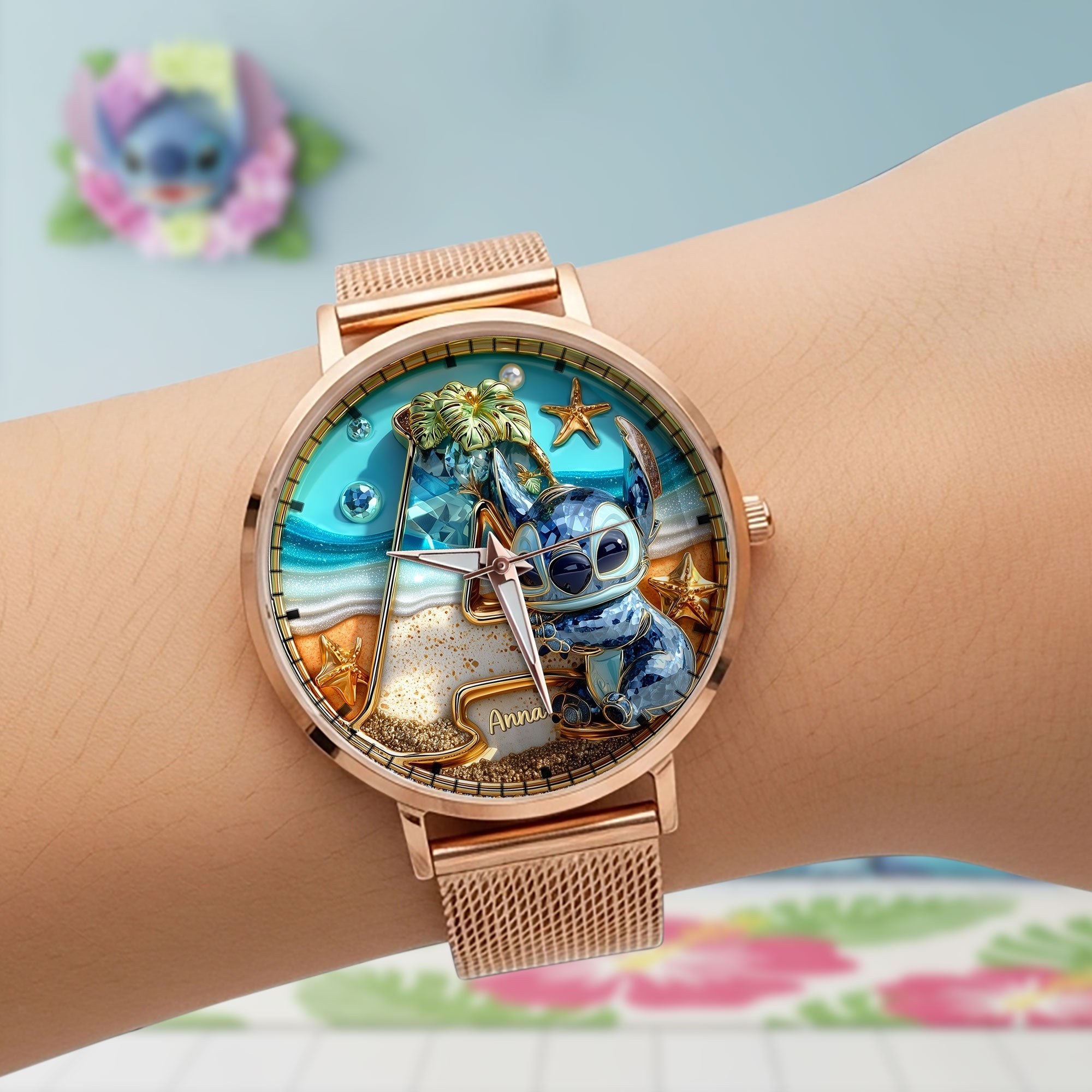 “Embrace the Alien Vibes!” - Cute Blue Alien Quartz Watch, Personalized Gift for Movie Lovers Quartz Watch PopCulturePrints