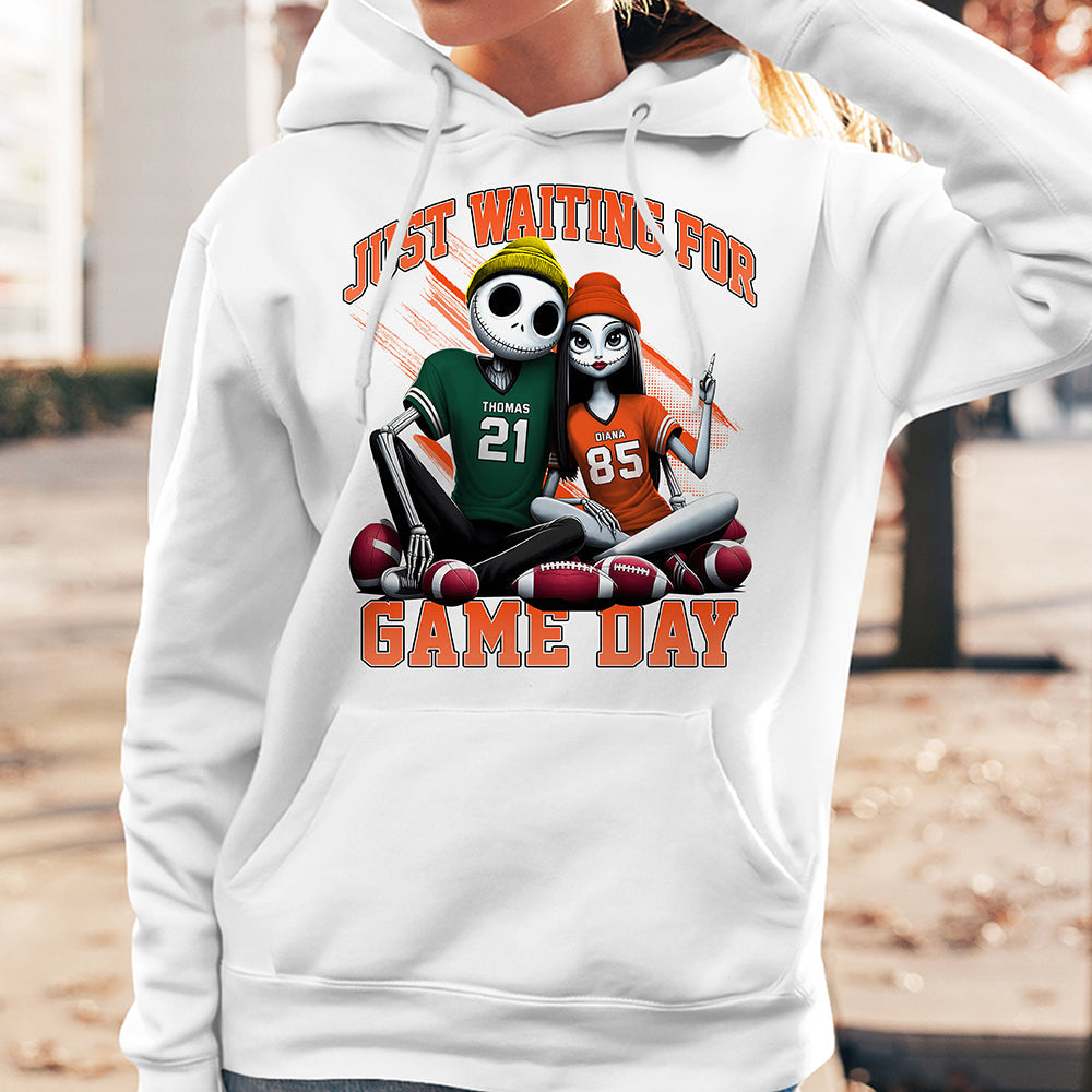 Personalized Couple Football Lover Shirts - Just Waiting for Game Day